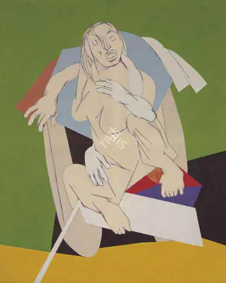 Mehta, Tyeb (Artist). Untitled (Woman on Rickshaw), 1994 | Painting, Ch.Lon/25.05.17, 1994