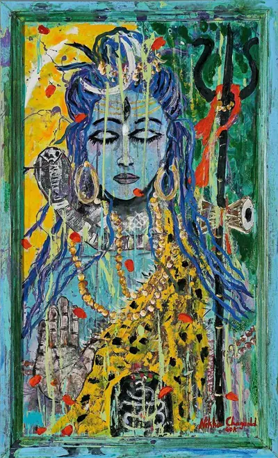 Nikhil Chaganlal (Artist), Shiva's Blessing, 2021, Painting