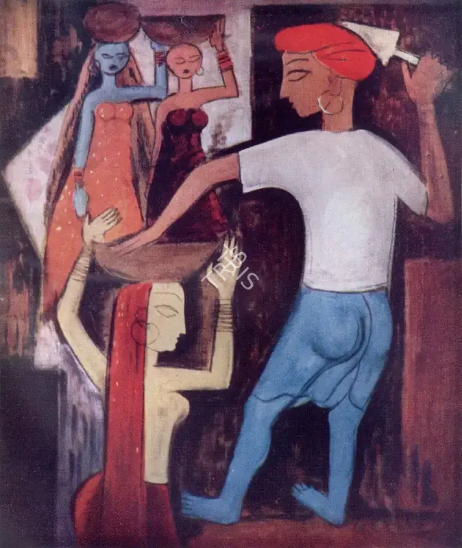 K.S. Kulkarni (Artist), The Builders, Painting
