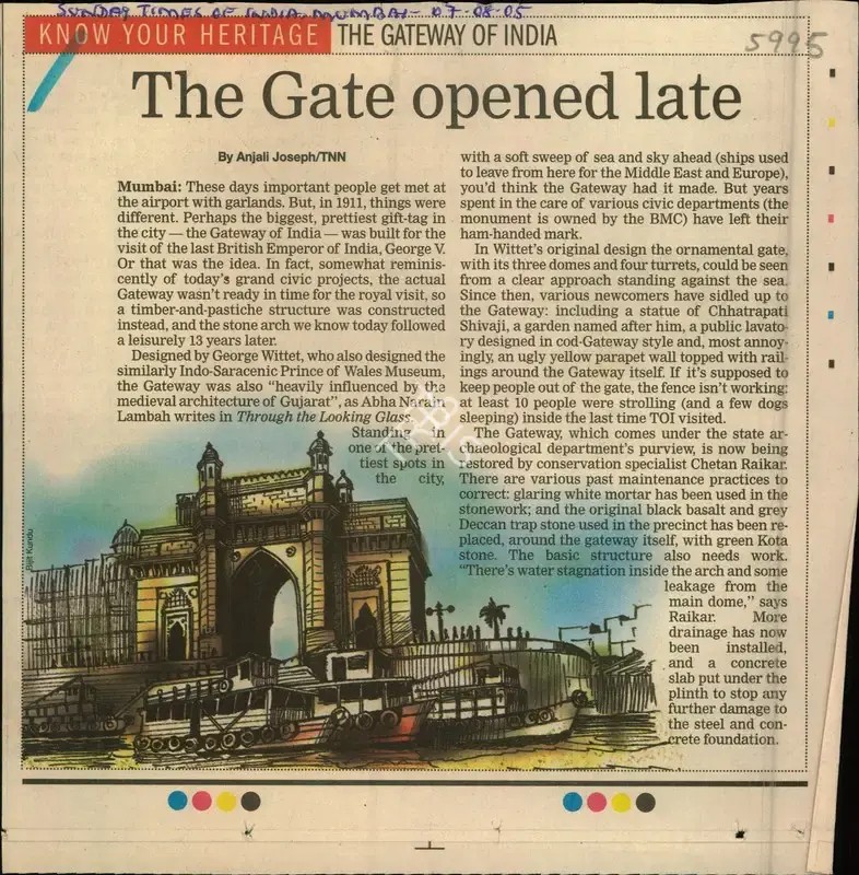 Anjali Joseph (Reporter), The Gate Opened Late, 2005, Newspaper Clipping