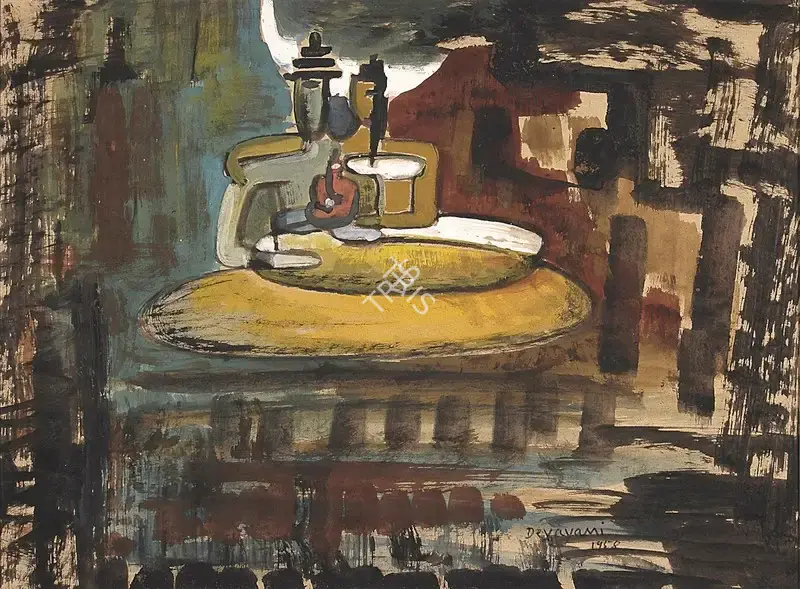 Devayani Krishna (Artist), Shiv, Parvati & Ganesh, 1958, Painting