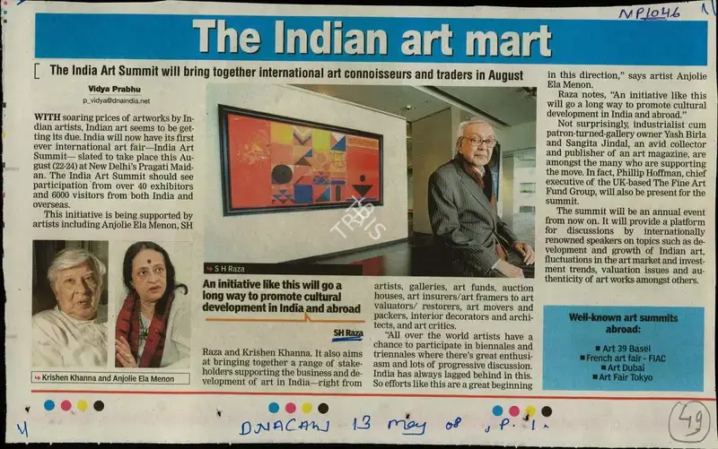 Vidya Prabhu (Reporter), The Indian Art Mart, 2008, Newspaper Clipping