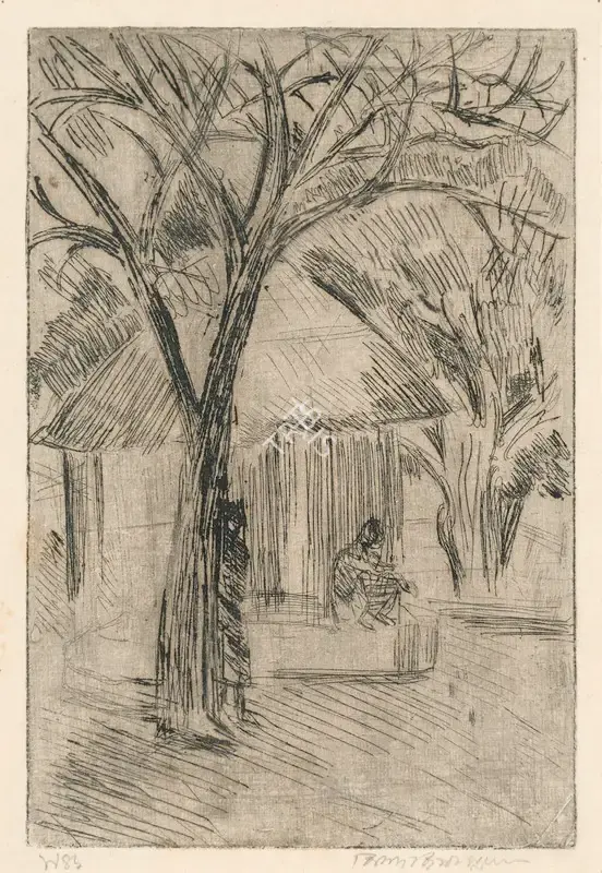 B.B. Mukherjee (Artist), Landscape, 1940, Graphic Art