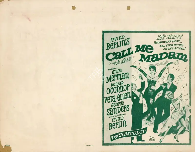 Walter Lang (Director), Call Me Madam, 1953, Handbill