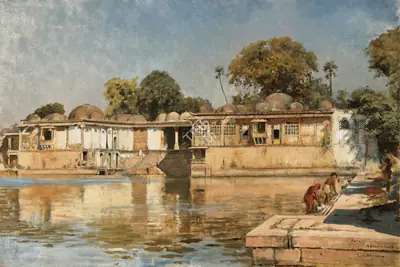 Edwin Lord Weeks (Artist), Tomb of the Sultans and Lake at Sarkhej, near Ahmedabad, 1882, Painting