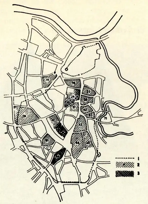 Unknown (Cartographer), Plan of the historicalcore of Vilnyus, Map