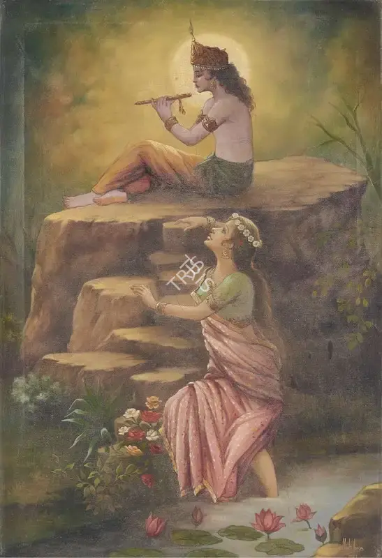 Ustad Allah Bukhsh (Artist), Radha Krishna, 1943, Painting
