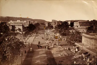 Lala Deen Dayal (Photographer), Johri Bazar Street. Jeypore, Antiquarian Photograph