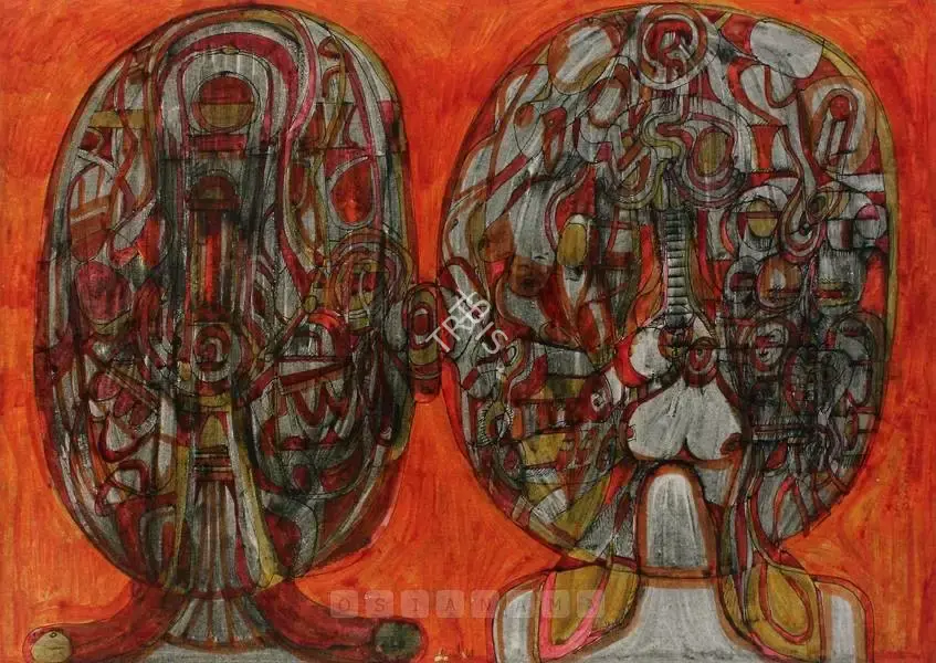 Avinash Chandra (Artist), Two Heads / The Twins, 1965, Painting