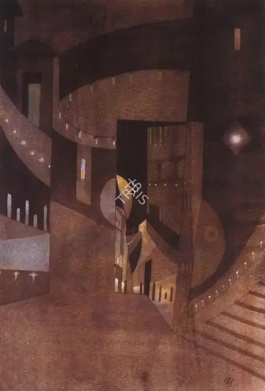 Gaganendranath Tagore (Artist), Hall and Stairs, 1925, Painting