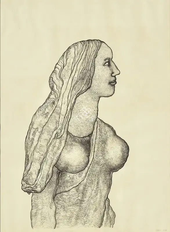 Jogen Chowdhury (Artist), Woman, 1979, Graphic Art