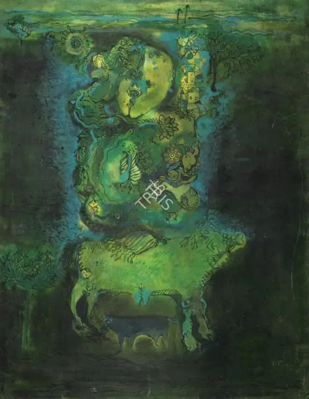 Amitava Das (Artist), The Emerald Forest, 1969, Painting