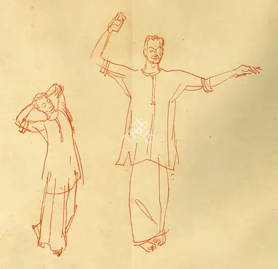 Shiavax Chavda (Artist), That by Lachhu Maharaj, Sketch