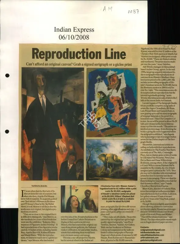 Vandana Kalra (Reporter), Reproduction Line, 2008, Newspaper Clipping