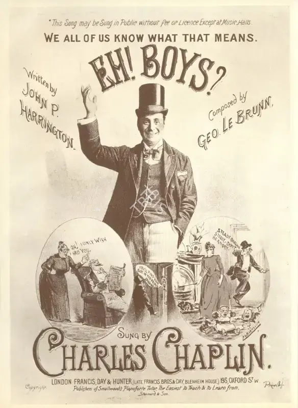Unknown (Publicity Designer), Unknown (Publicity Designer), An advertisement for Charlie Chaplin, Sr.'s music hall performance | Theatre related memorabilia, Theatre related memorabilia