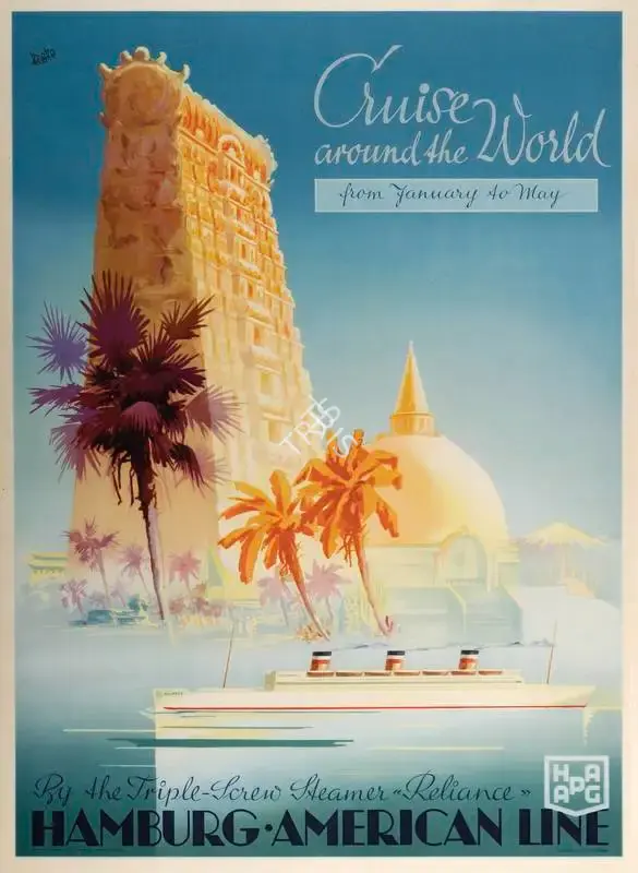 After Boske (Artist), Cruise around the World, Travel Publicity Related Art & Poster