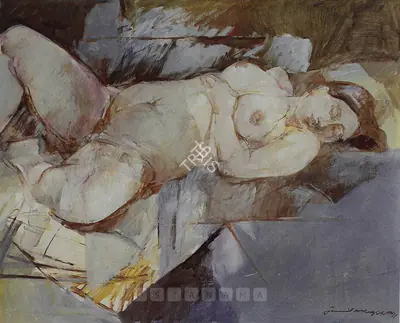 Jamil Naqsh (Artist), Reclining Nude, 1991, Painting