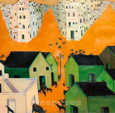 G.M. Sheikh (Artist), Speechless City, 1975, Painting