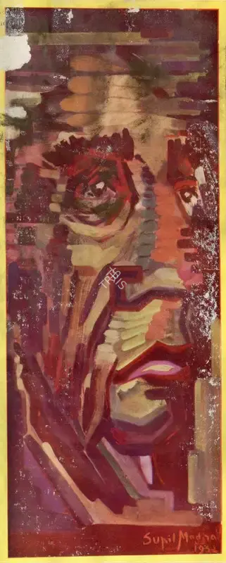 Sunil Madhav Sen (Artist), A Portrait, 1952, Painting