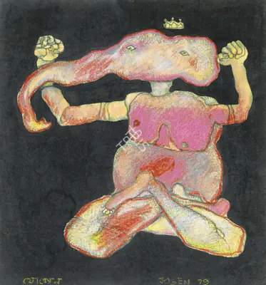 Chowdhury, Jogen (Artist). Ganesh With Crown, 2002 | Drawing, So.NeY/19.03.13, 2013 · Sotheby's