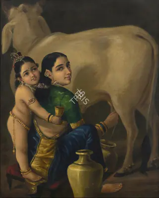 Raja Ravi Varma (Artist), Yashoda and Krishna, 1895, Painting
