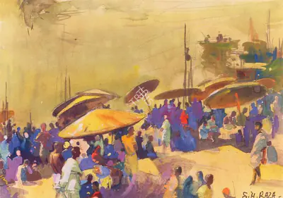 S.H. Raza (Artist), Untitled, 1945, Painting