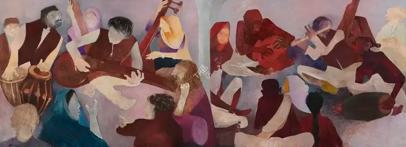 Khanna, Krishen (Artist). Musicians, n.d. | Painting, Sa.Mum/15.02.14, 2014 · Saffronart