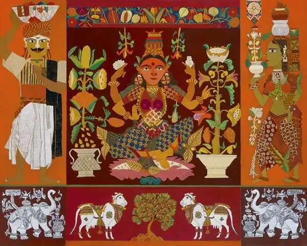 Goud, K. Laxma (Artist). Untitled (Devi), 2014 | Painting, AG.Onl/22.03.16, 2016 · Asta Guru