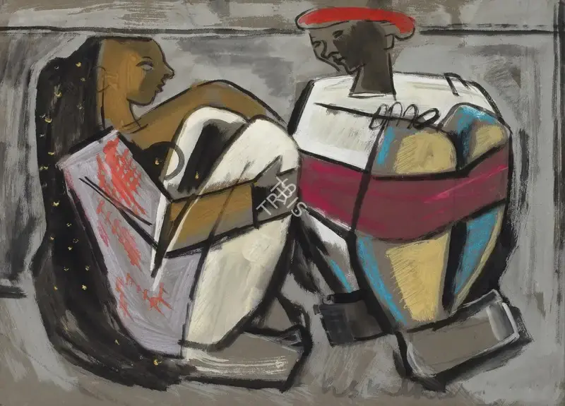 K.S. Kulkarni (Artist), Untitled (Two Figures), Painting