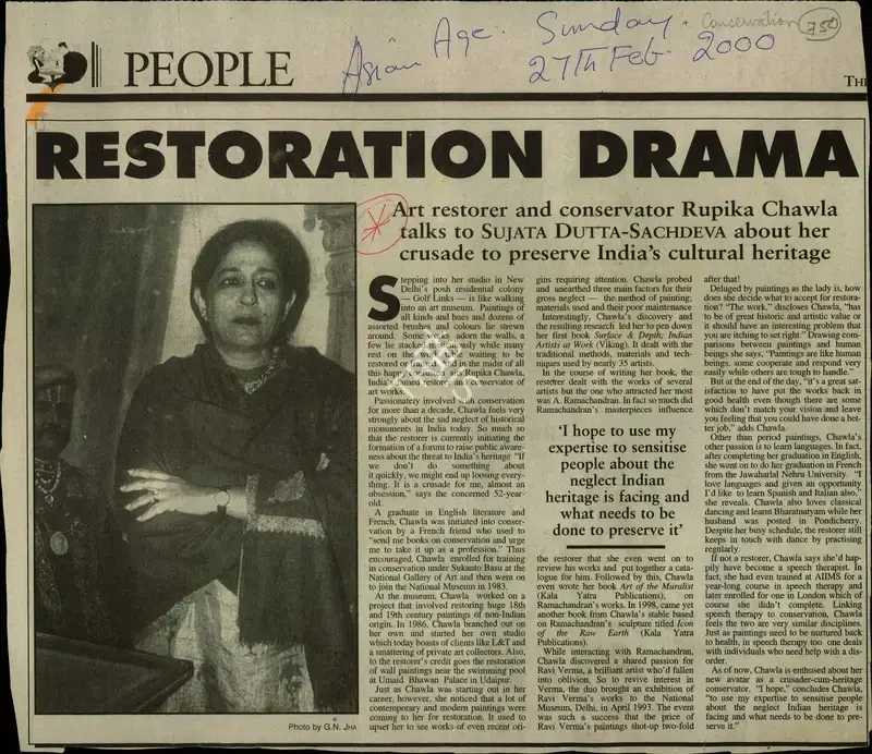 Rupika Chawla (Reporter), Restoration Drama, 2000, Newspaper Clipping