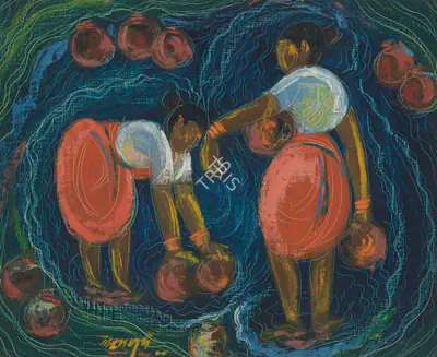 Laxman Pai (Artist), Untitled (Water Carriers), Painting