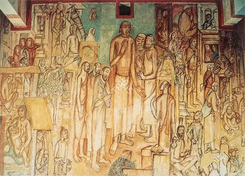 Benode Behari Mukherjee (Muralist), Hindi Bhawan Mural, 1947, Mural