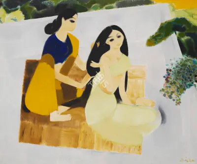 Bendre, N.S. (Artist). Untitled (Woman on Terrace), 1968 | Painting, Ch.NeY/21.09.22, 2022 · Christie's