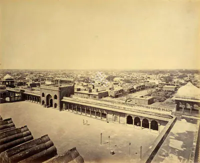 Samuel Bourne (Photographer), Courtyard of Jami Masjid, Delhi, 1865, Antiquarian Photograph