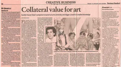 Kishore Singh (Writer), Collateral value for art, 2003, Newspaper Clipping