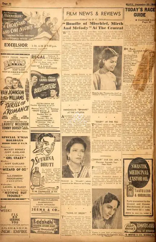 D.C. Shah (Editor), "Bundle" of Mischief, Mirth and Meody" at the Central, 1945, Film Review