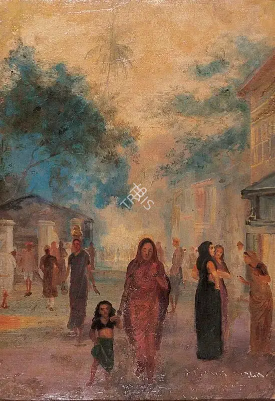 M.V. Dhurandhar (Artist), Market Scene, 1924, Painting