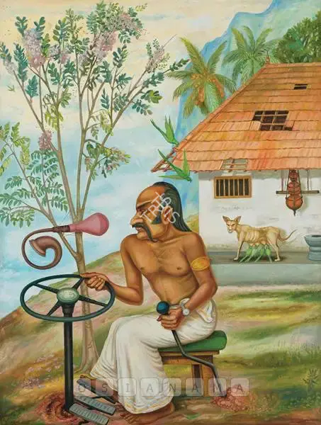Gopikrishna (Artist), Lassar Noble Driving The Earth Vehicle, 2006, Painting