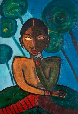 Ramkumar (Artist), Untitled (Seated Woman), 1949, Painting