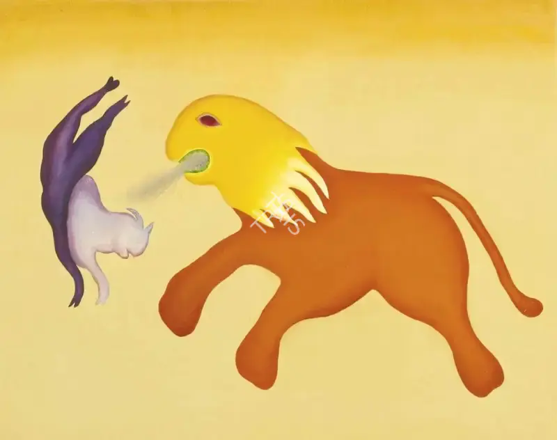 Manjit Bawa (Artist), Untitled (Lion and Goat), 1979, Painting