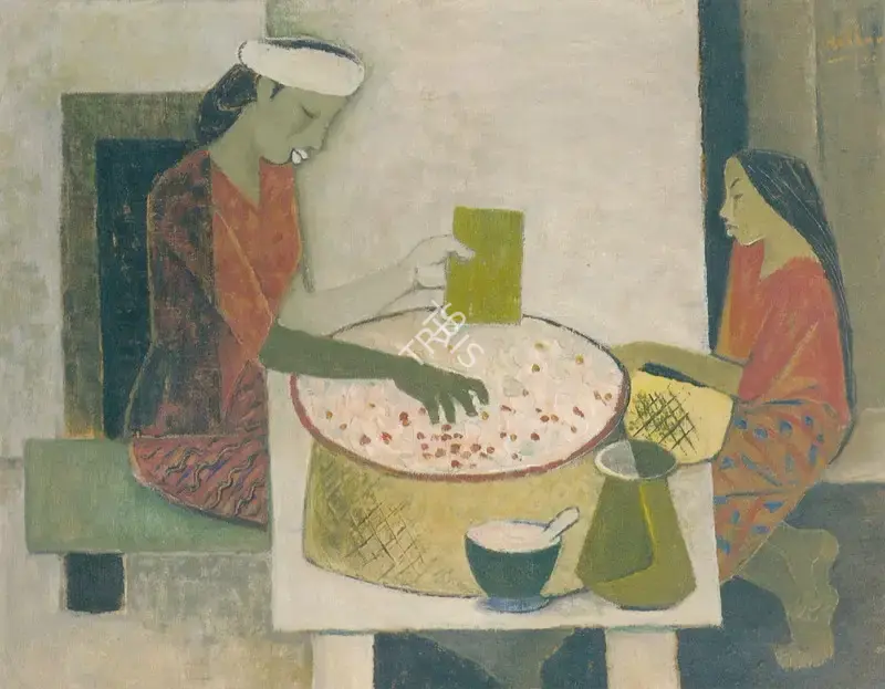K.K. Hebbar (Artist), Mother and Child, 1952, Painting