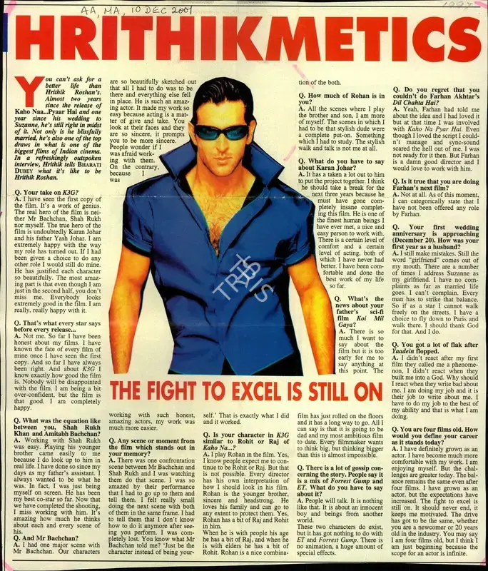 Bharti K. Dubey (Reporter), Hrithikmetics, 2007, Newspaper Clipping