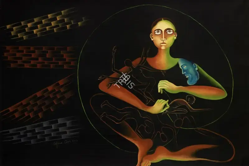 Arpana Caur (Artist), Green Circle, 2012, Painting