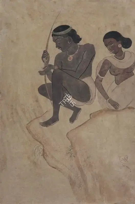 A.K. Haldar (Artist), Adivasi, 1930, Painting