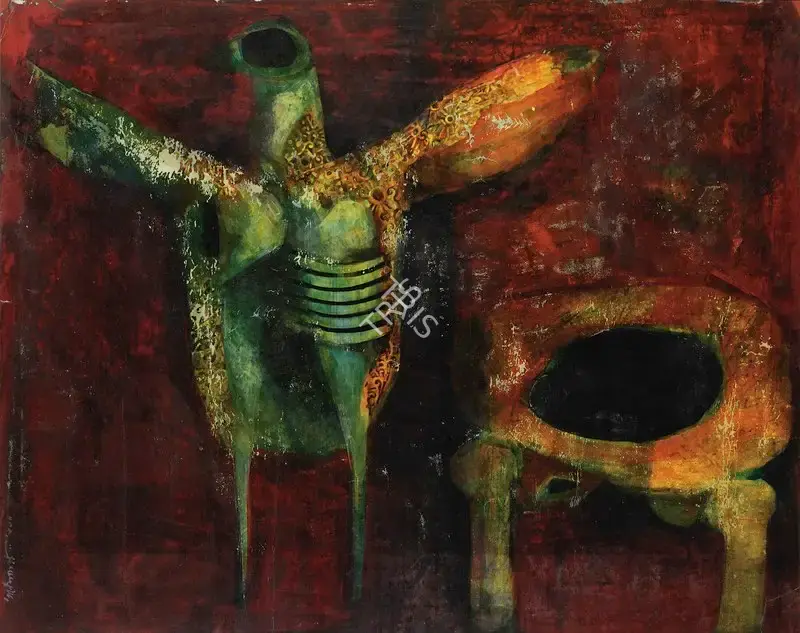 Ganesh Pyne (Artist), The Bird, 1966, Painting