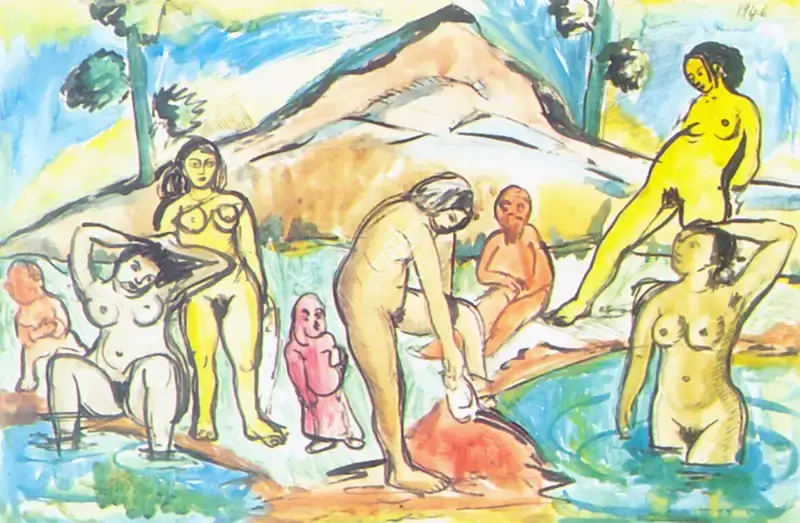 F.N. Souza (Artist), Bathers, 1946, Painting
