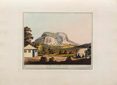 Harraden (Printmaker), A view of Ootra Droog, 1805, Aquatint