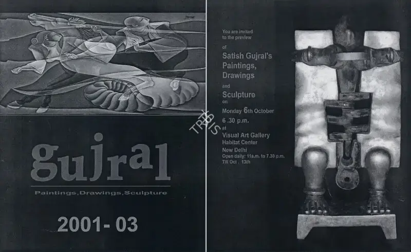 Satish Gujral (Artist), Satish Gujral's Paintings, Drawings and Sculpture, 2001, Solo Exhibition Invitation