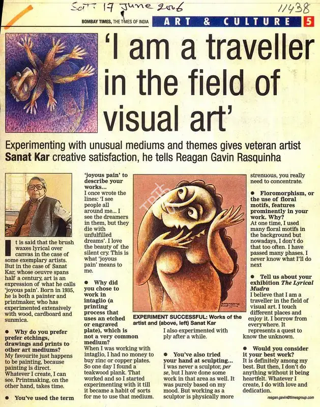 Magan Gavin (writer), I am a Traveller in The Field of Visual Art', 2006, Newspaper clipping