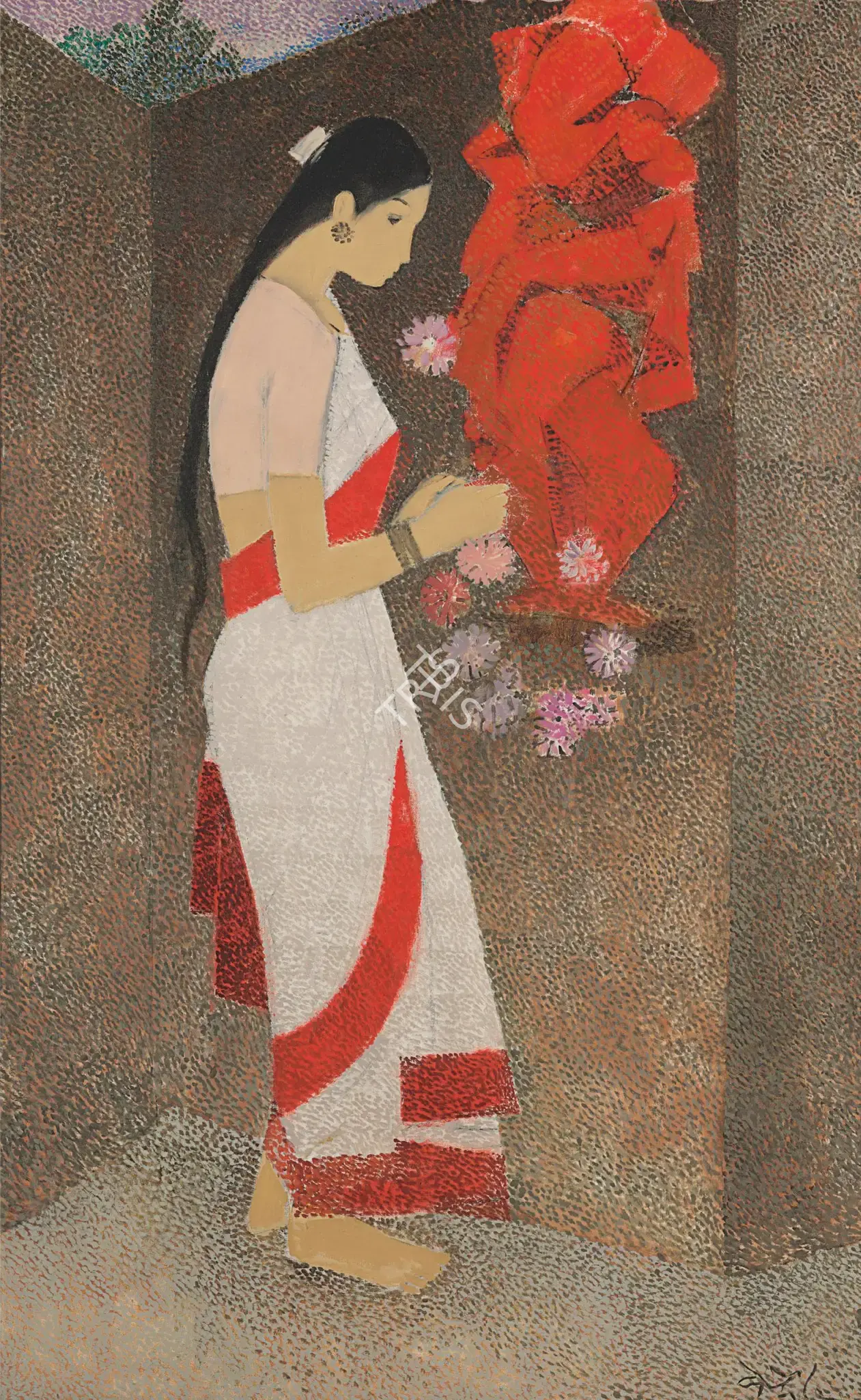 N.S. Bendre (Artist), Untitled (Woman And Ganesha), 1959, Painting